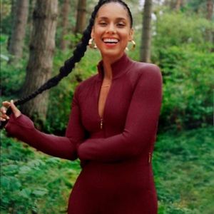NWOT Athleta x Alicia Keys Maroon Goddess Bodysuit / Jumpsuit |Size :XXS